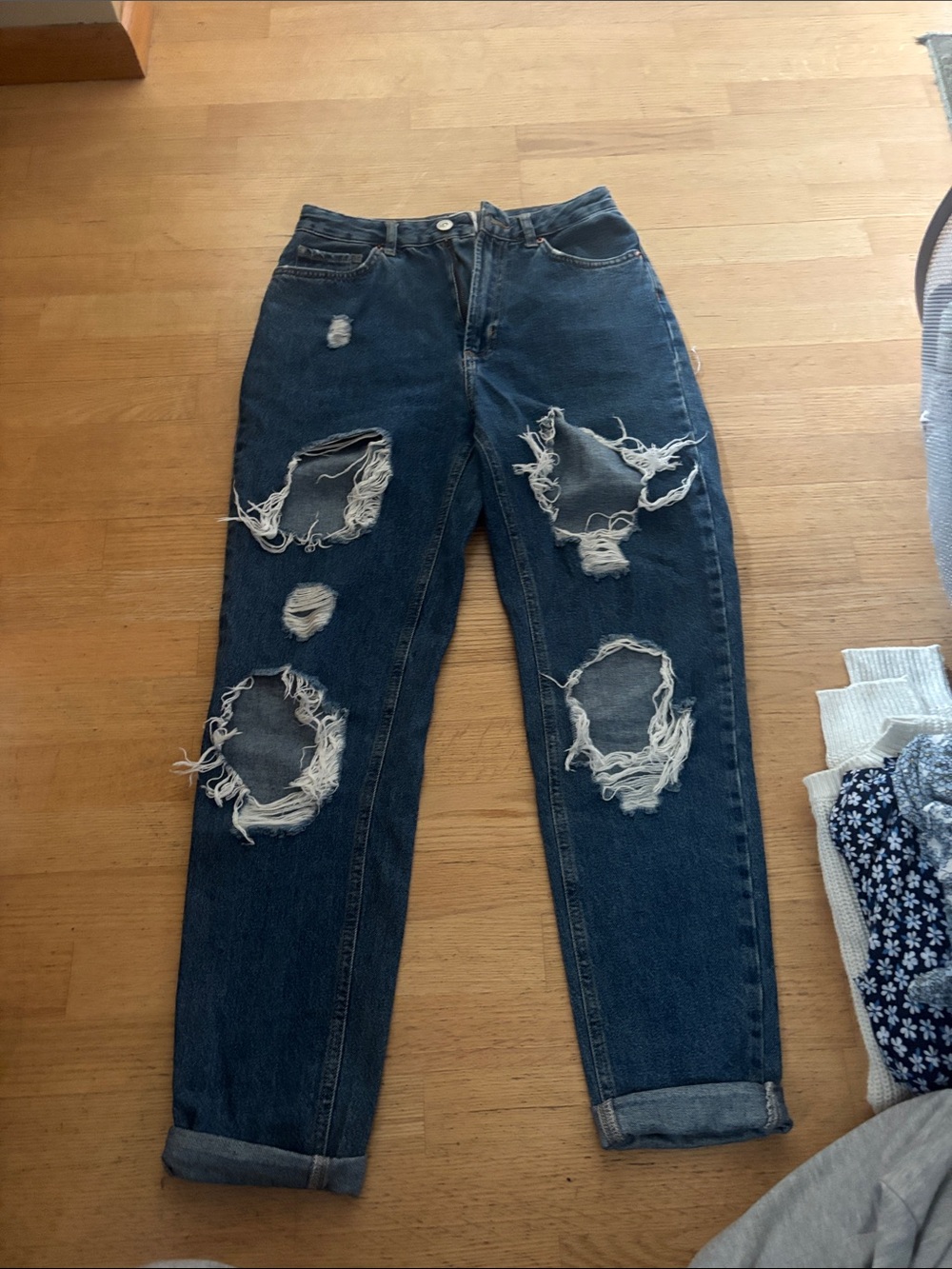 BDG Dark Blue Distressed Boyfriend Jeans
